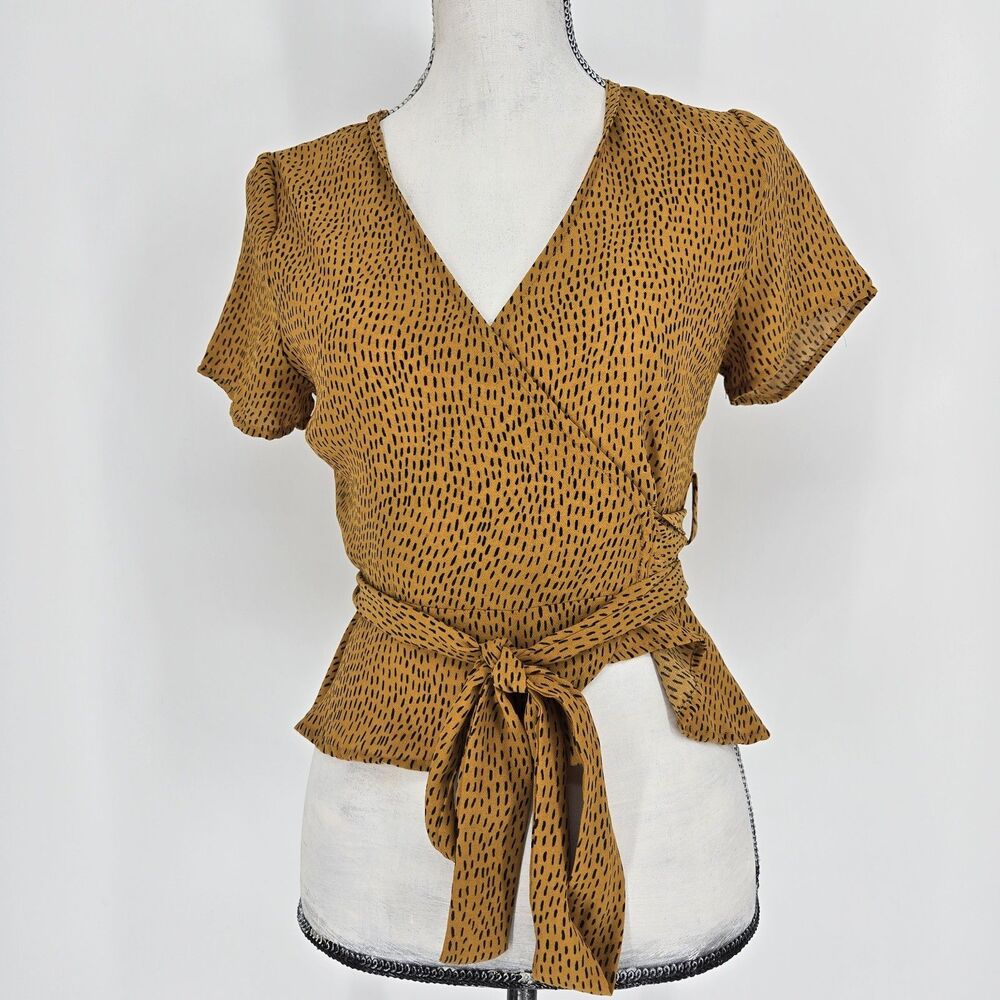 Audrey 3+1 Dash True Wrap Top Small V Neck Peplum Boho Chic Autumn Vibes